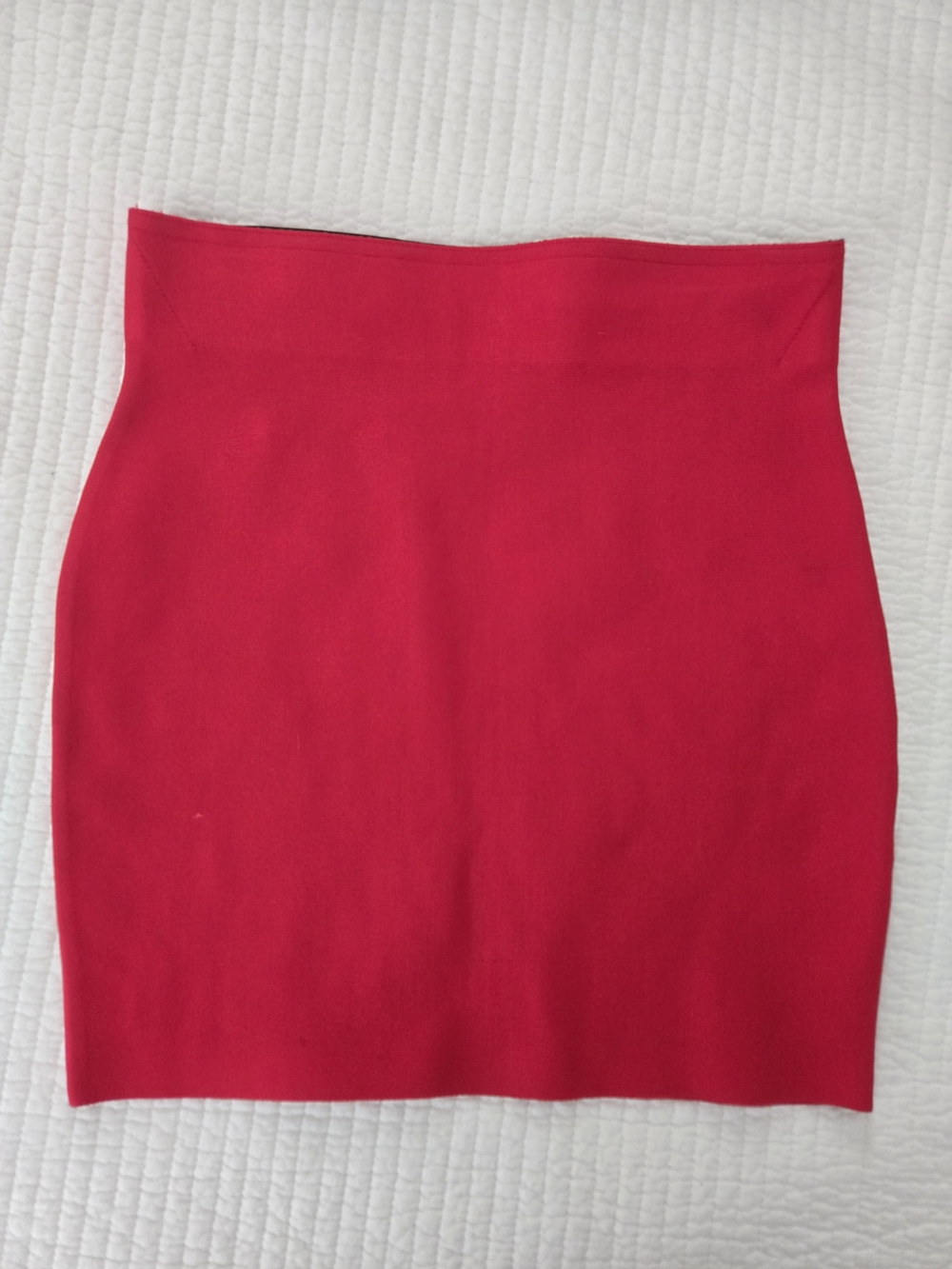 Chocolate Vibrant Red High-Waist Knit Mini Skirt